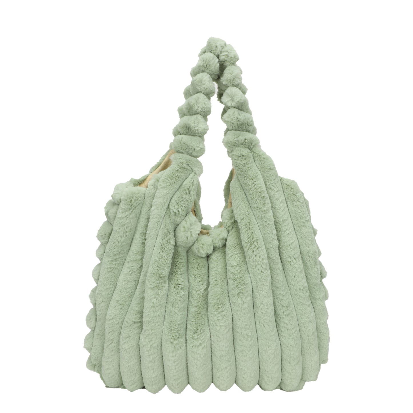 Striped Plush Shoulder Bag