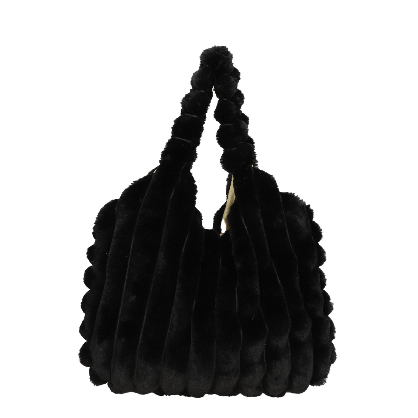 Striped Plush Shoulder Bag