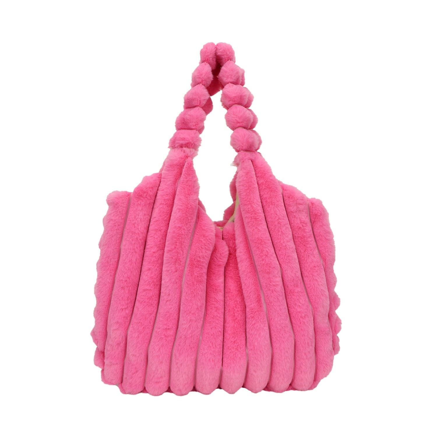 Striped Plush Shoulder Bag