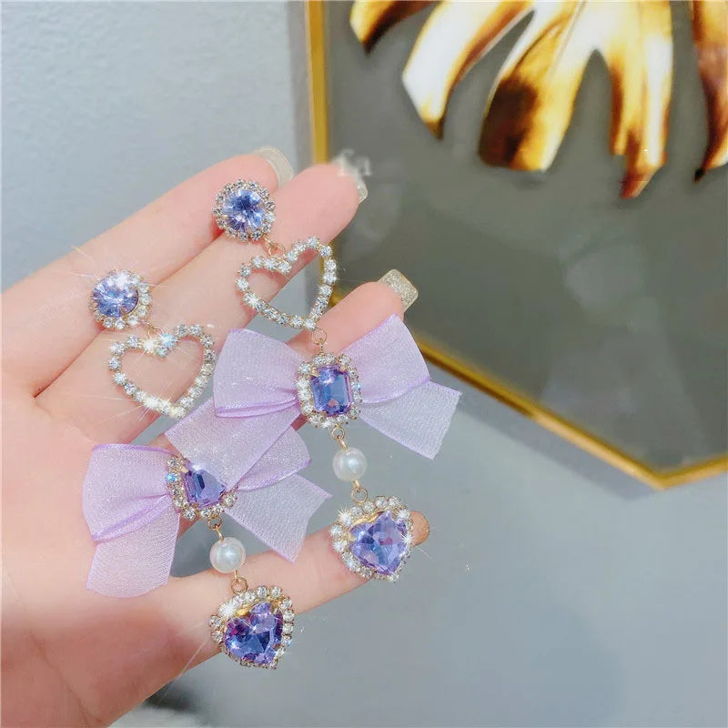 Romantic Bow Heart Earrings