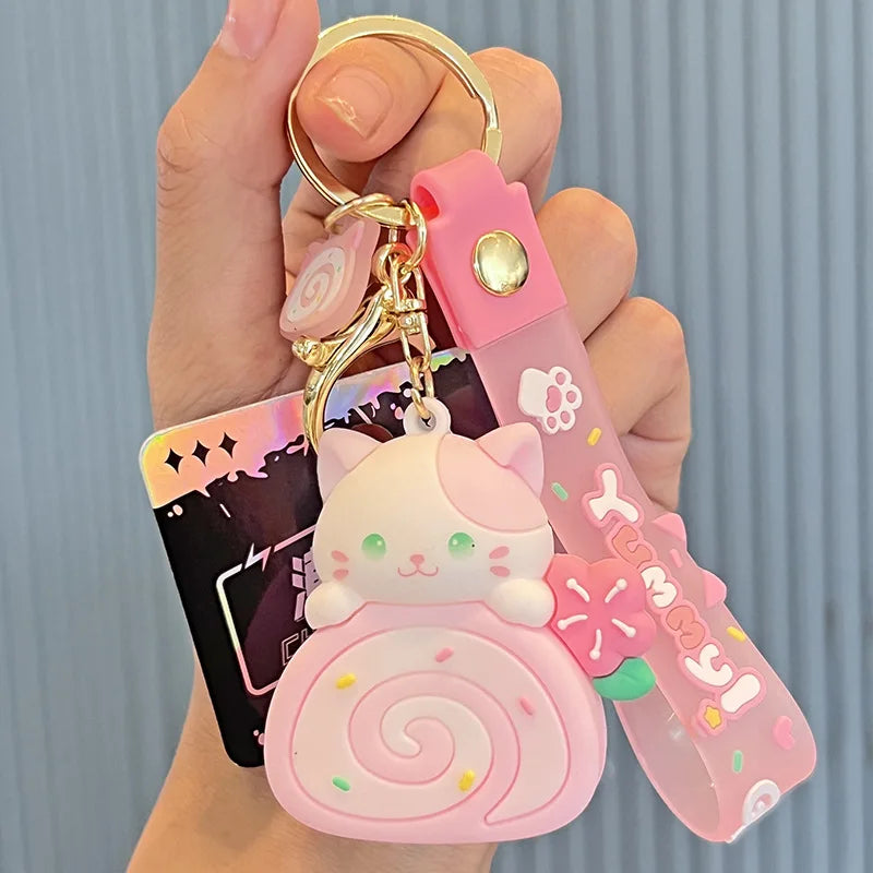 Kawaii Jelly Roll Animal Keychain – Kittens or Panda