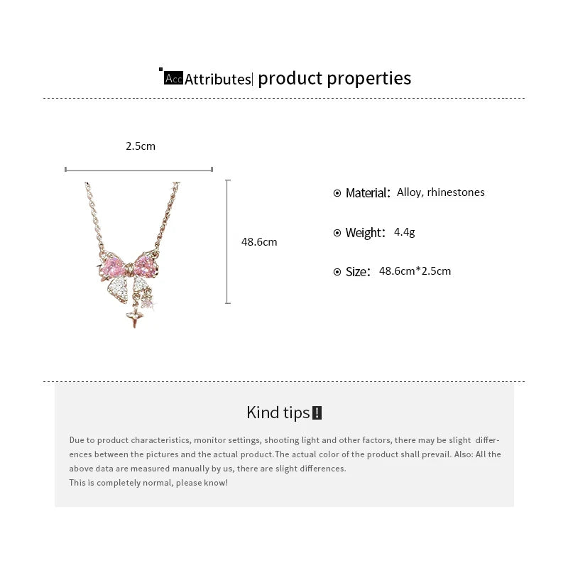 Pink Bow Necklace