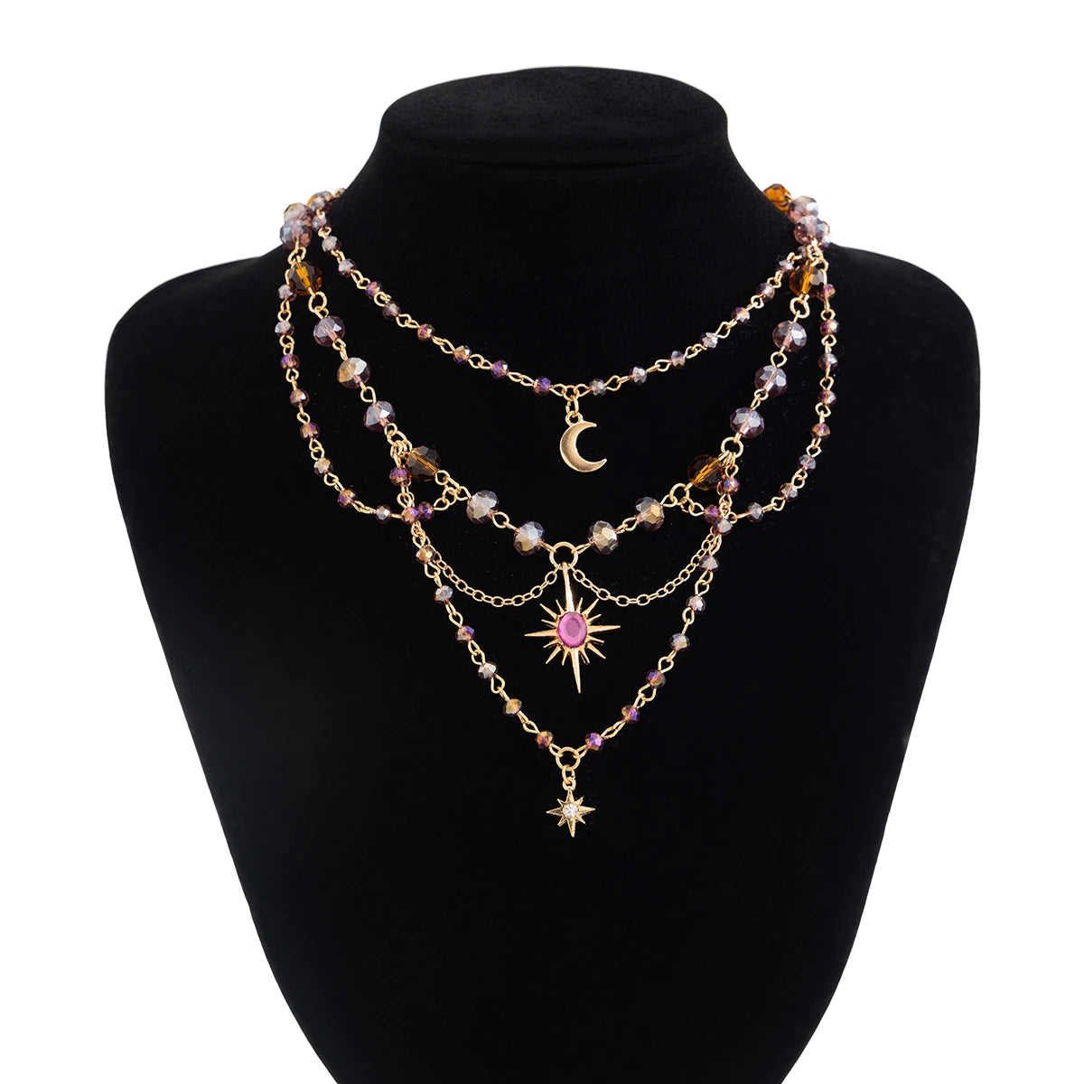 Starlit Dreams Layered Necklace – Fairycore-Inspired Celestial Jewelry