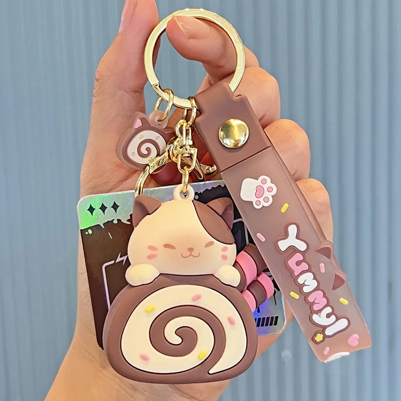 Kawaii Jelly Roll Animal Keychain – Kittens or Panda