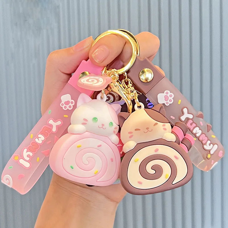 Kawaii Jelly Roll Animal Keychain – Kittens or Panda