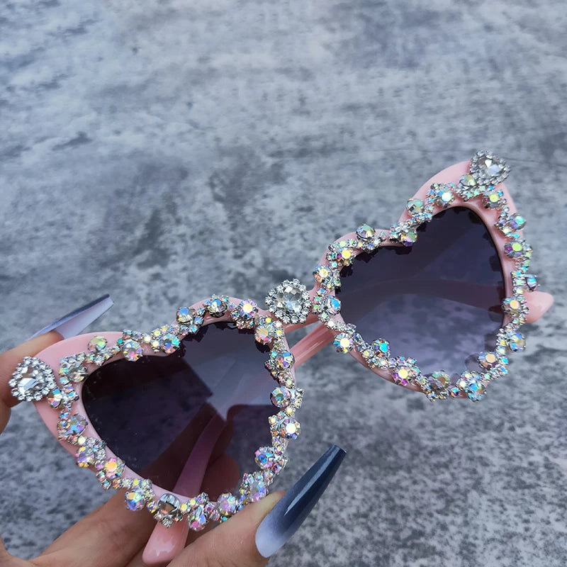 Bedazzled Heart Shaped Sunglasses