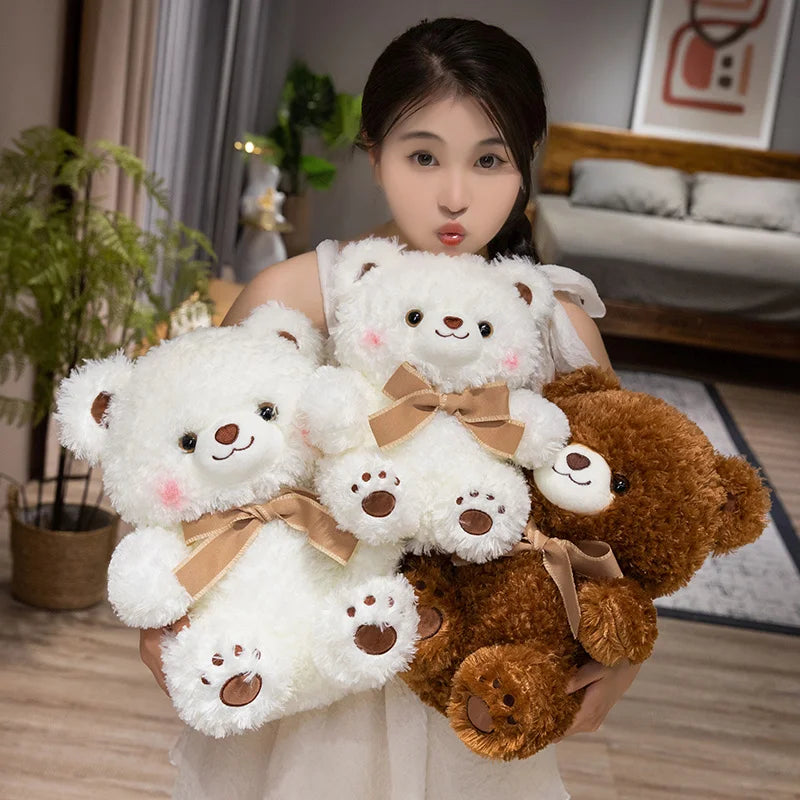 Cute Bowknot Bear Plush Toy 30/40CM Lovely Teddy Pillow Stuffed Soft Animal Bear Dolls for Lovers Valentine Gift Birthday Xmas