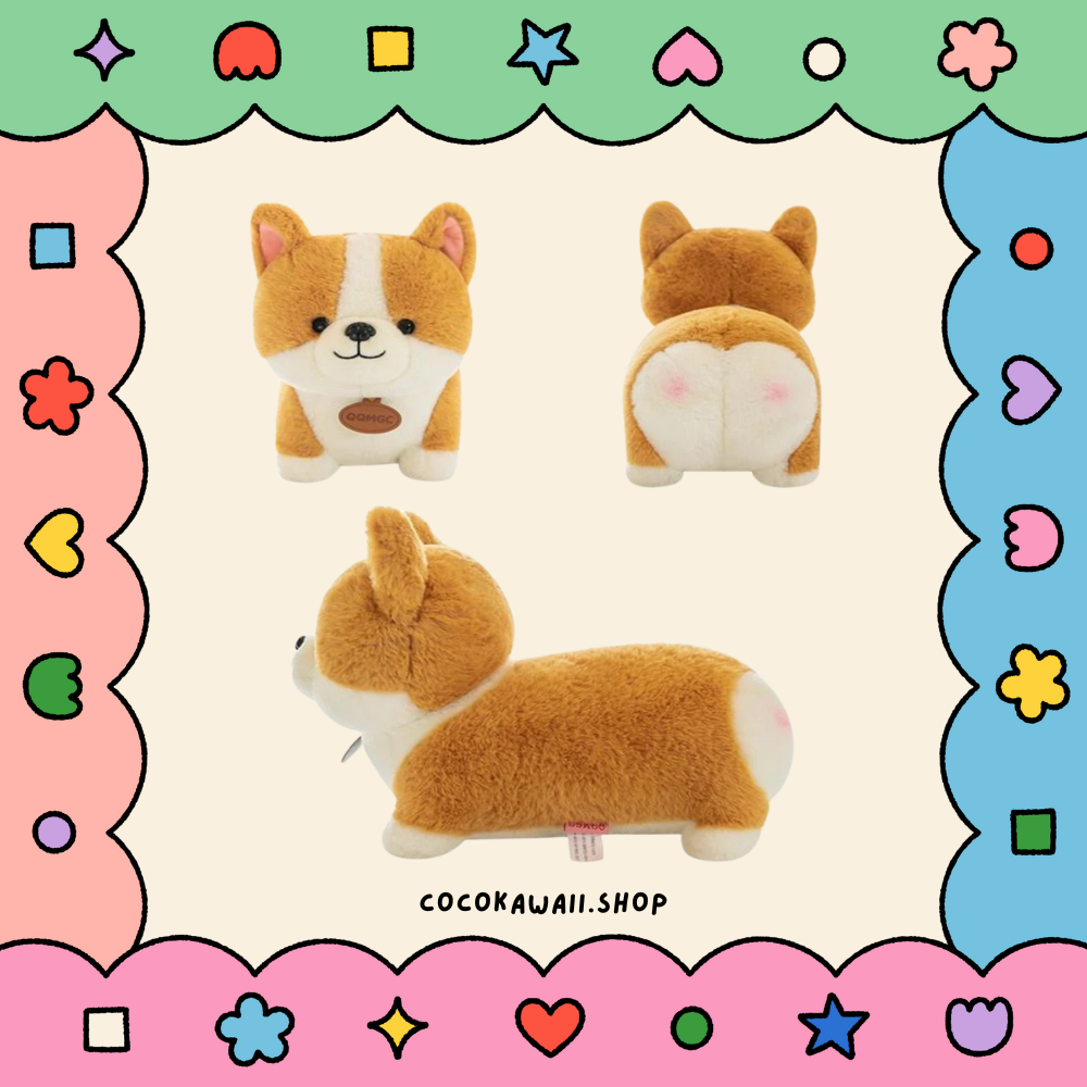 Soft kawaii corgi dog plushie – stuffed animal toy for cuddling, decor, or gifting – Coco Kawaii- all views
