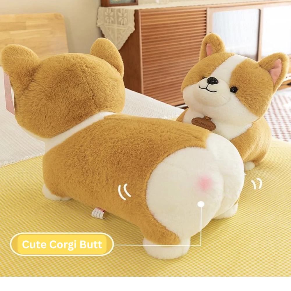 Soft kawaii corgi dog plushie – stuffed animal toy for cuddling, decor, or gifting – Coco Kawaii- corgi behind