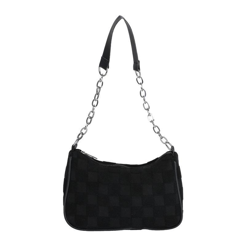Soft Checkered Canvas Plush Bag