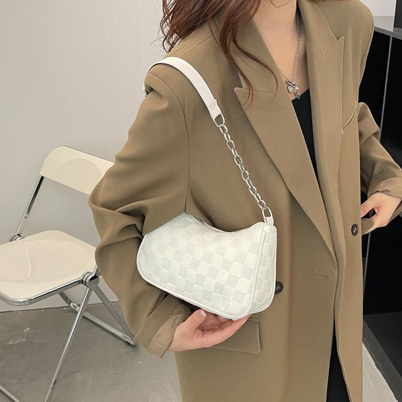 Soft Checkered Canvas Plush Bag