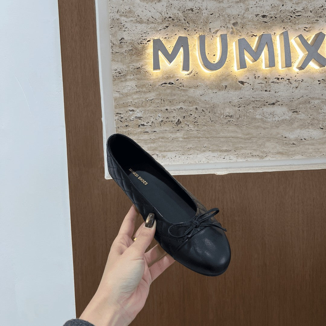 Women's All-Match Commuter Bow-Knot Diamond-Pattern Flat Shoes
