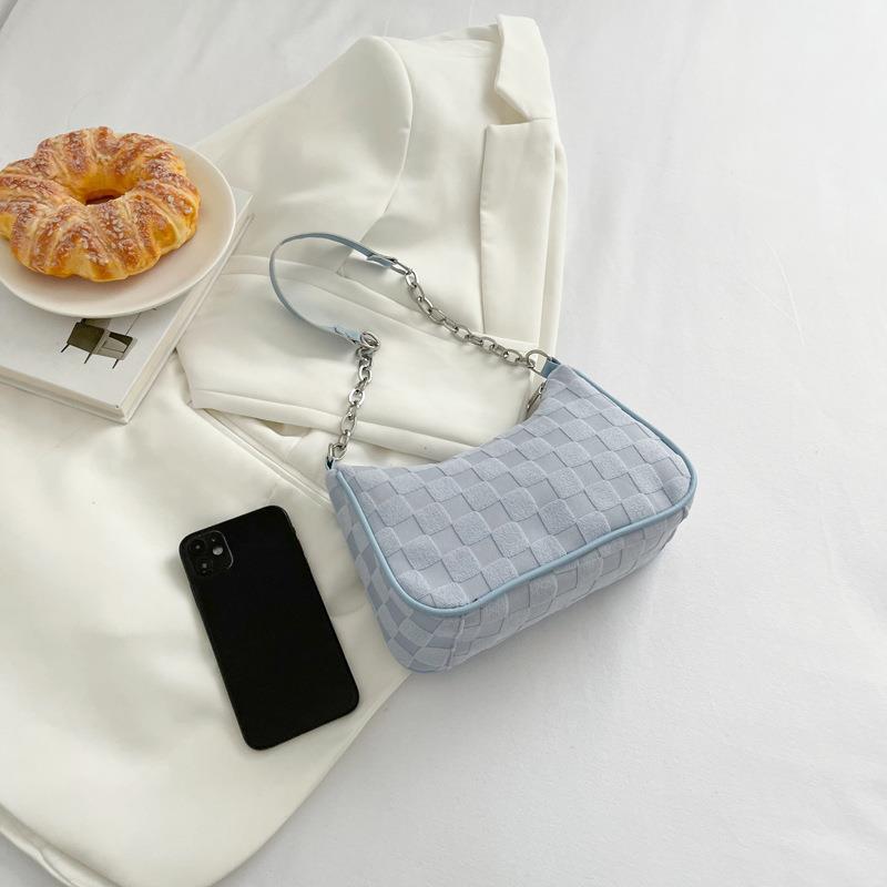 Soft Checkered Canvas Plush Bag