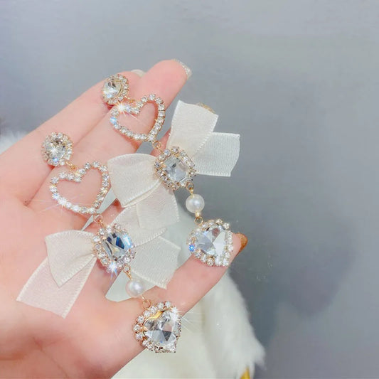 Romantic Bow Heart Earrings