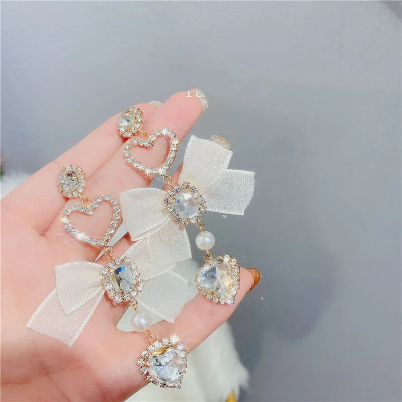 Romantic Bow Heart Earrings
