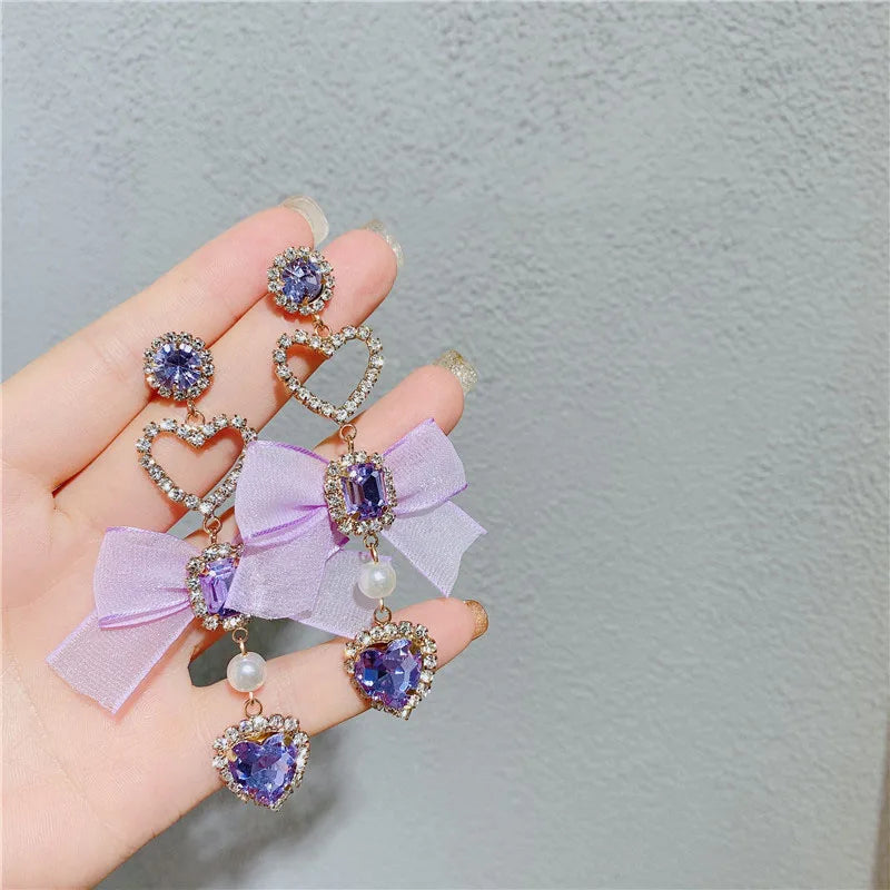 Romantic Bow Heart Earrings
