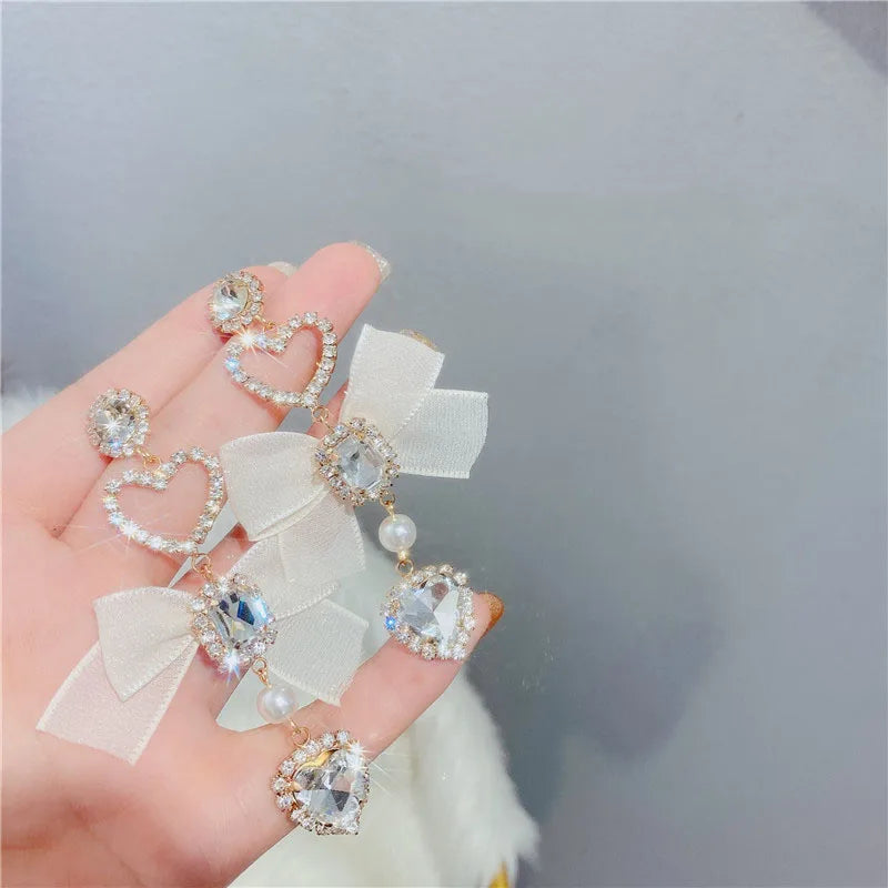 Romantic Bow Heart Earrings