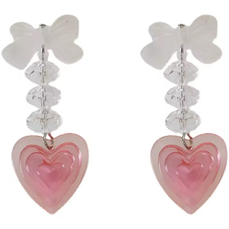 SELLING FAST!!! Pink Heart Bow Earrings