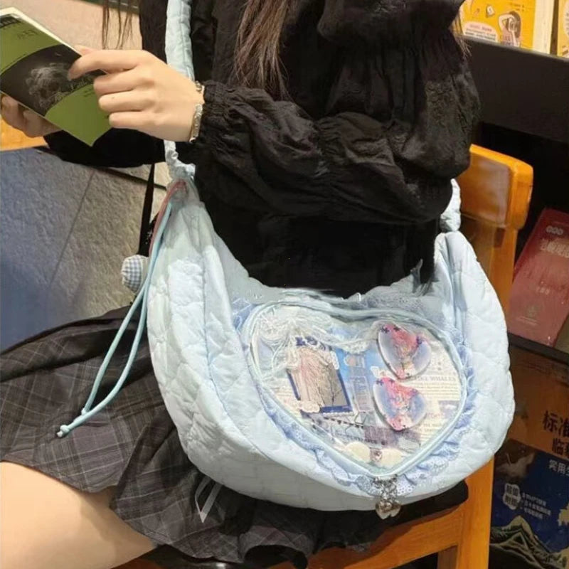Heart Drawstring Shoulder Bag