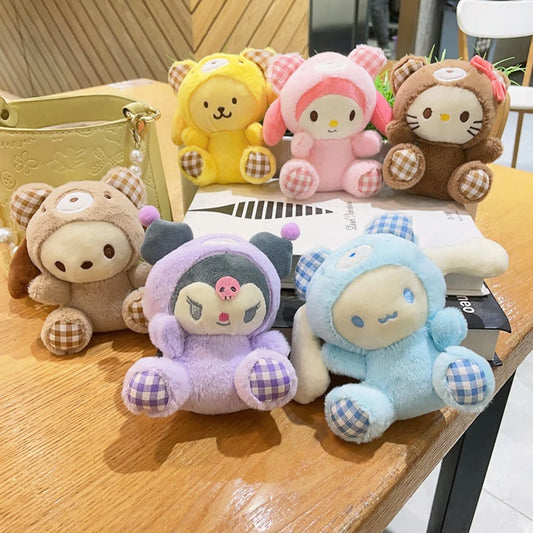 Sanrio Plush Keychain Doll Hello Kitty My Melody Kawaii Kuromi Cinnamoroll  Cartoon Anime Stuffed Pendant Backpack Decoration