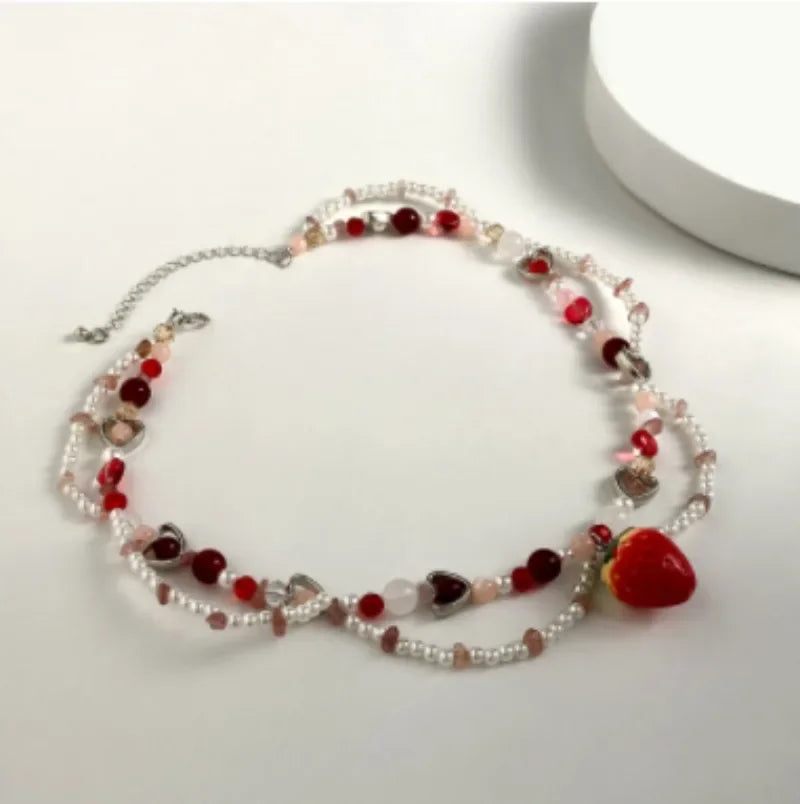 Beaded Strawberry Necklace