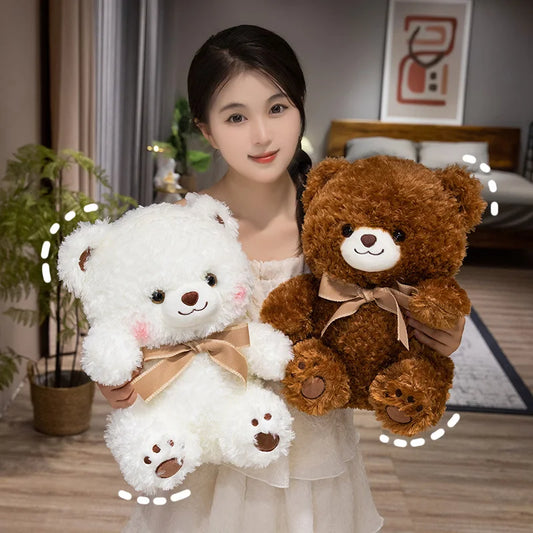 Cute Bowknot Bear Plush Toy 30/40CM Lovely Teddy Pillow Stuffed Soft Animal Bear Dolls for Lovers Valentine Gift Birthday Xmas