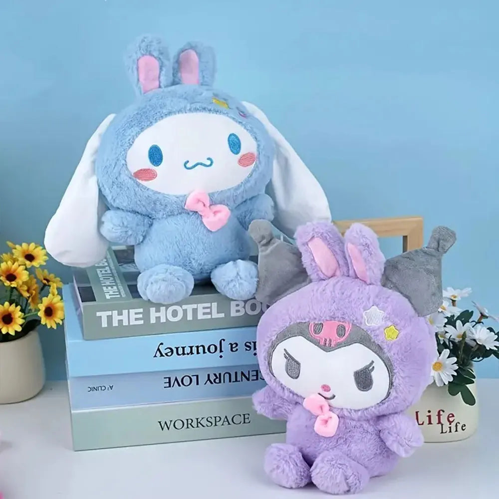 25cm Kawaii Sanrio Plush Toys Hello Kitty Kuromi My Melody Pillow Stuffed KT Cinnamoroll Plush Doll Toy Cute Birthday Gifts