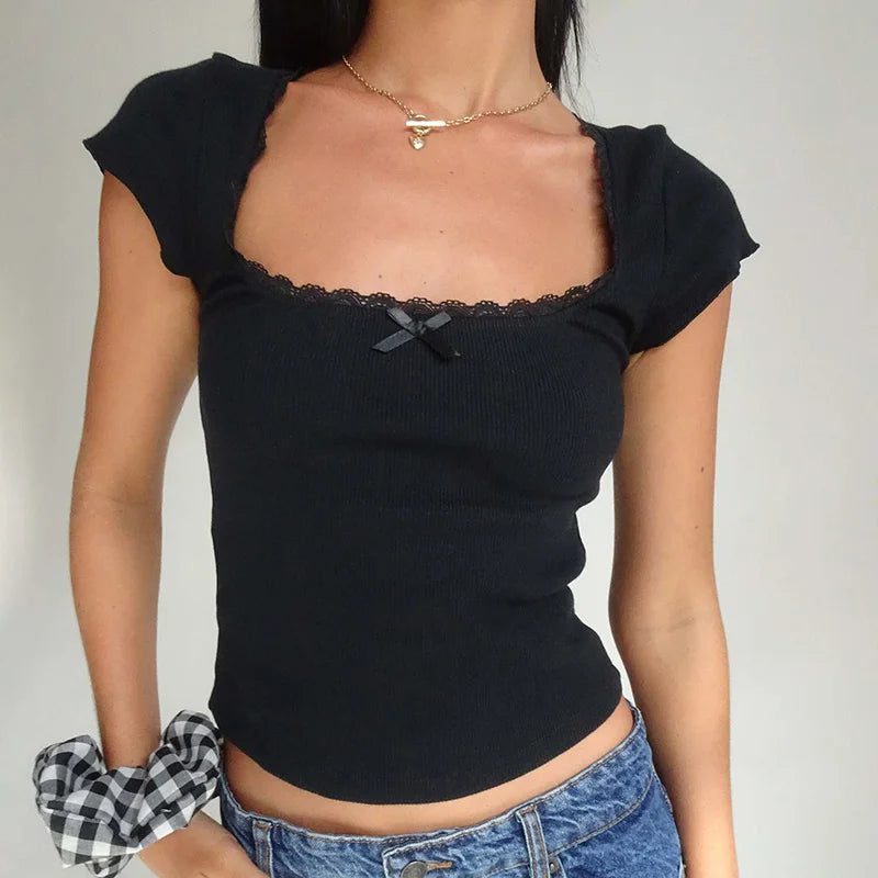 Baby Tee with lace trim