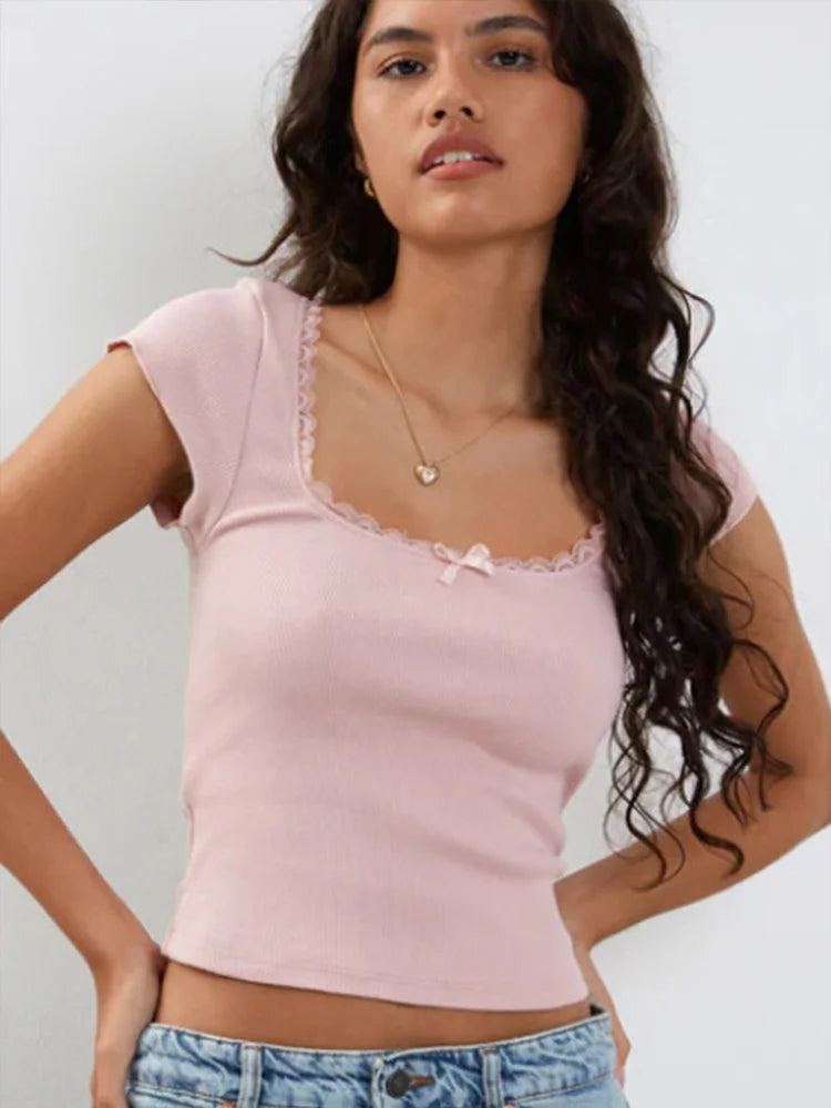 Baby Tee with lace trim