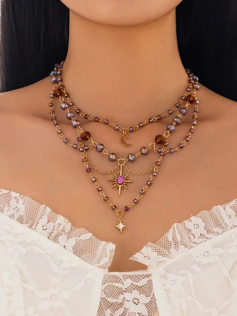 Starlit Dreams Layered Necklace – Fairycore-Inspired Celestial Jewelry
