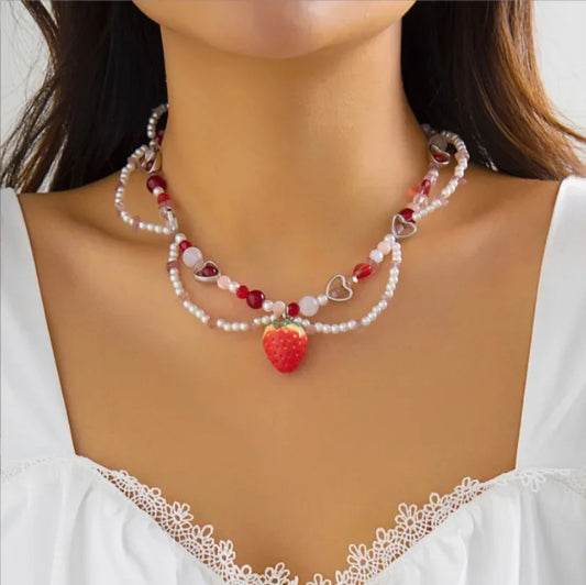 Beaded Strawberry Necklace