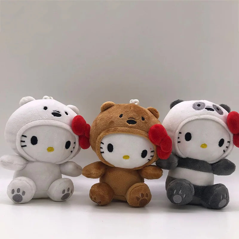 MINISO Hello Kitty 10cm Plush Doll – Cute Panda & Bear Cosplay Toy