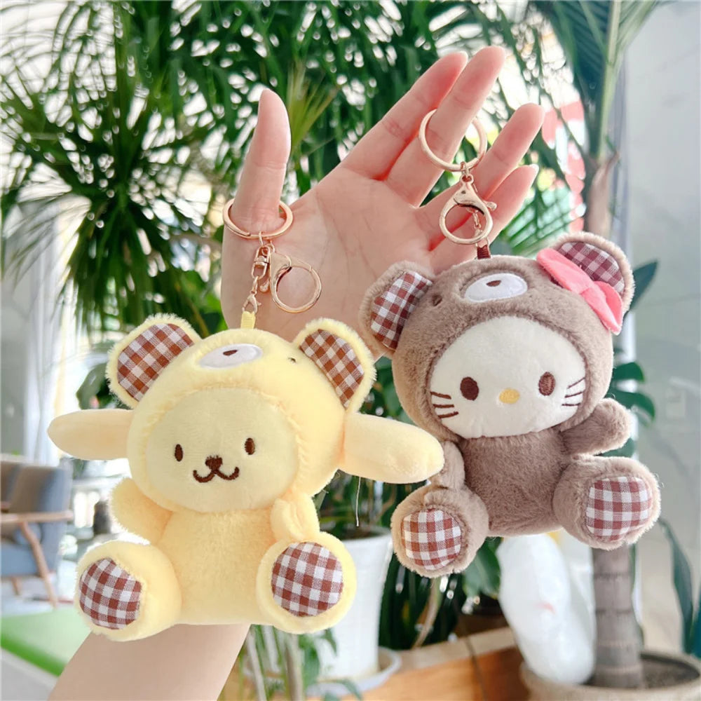 Sanrio Plush Keychain Doll Hello Kitty My Melody Kawaii Kuromi Cinnamoroll  Cartoon Anime Stuffed Pendant Backpack Decoration