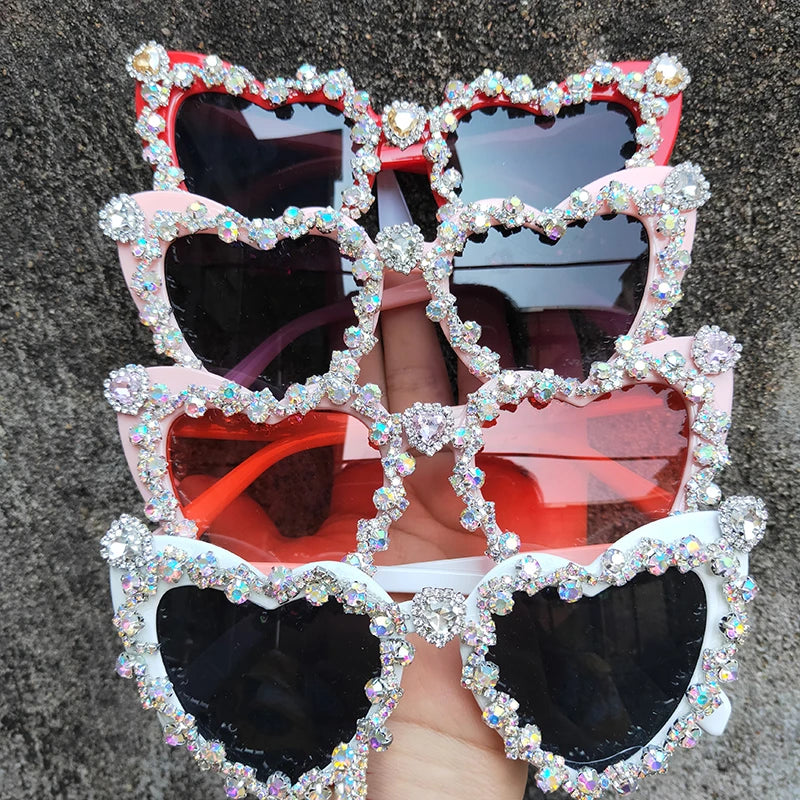 Bedazzled Heart Shaped Sunglasses