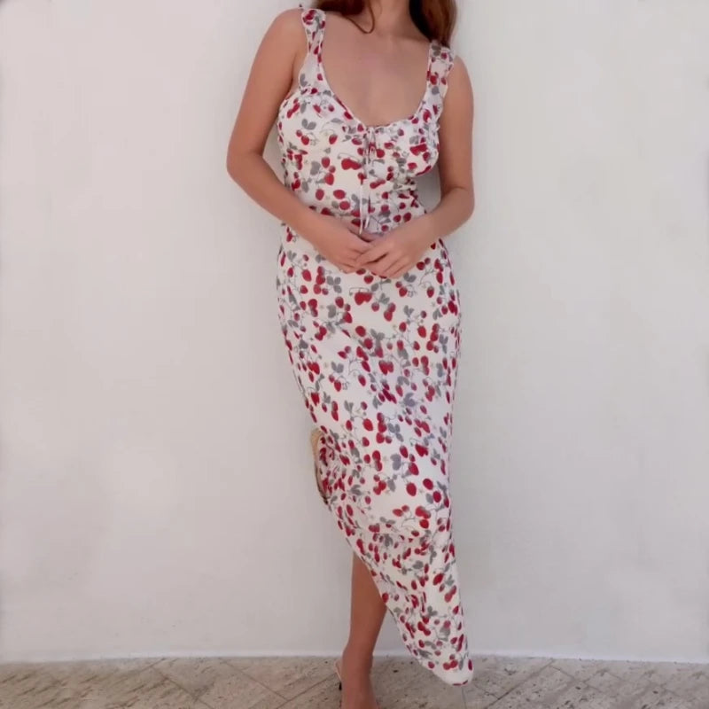 WhereMery Fashion Women Floral Printed Maxi Dresses Sexy Lady Off Shoulder Backless Ruffle Halter Dress Elegant Summer Vestidos