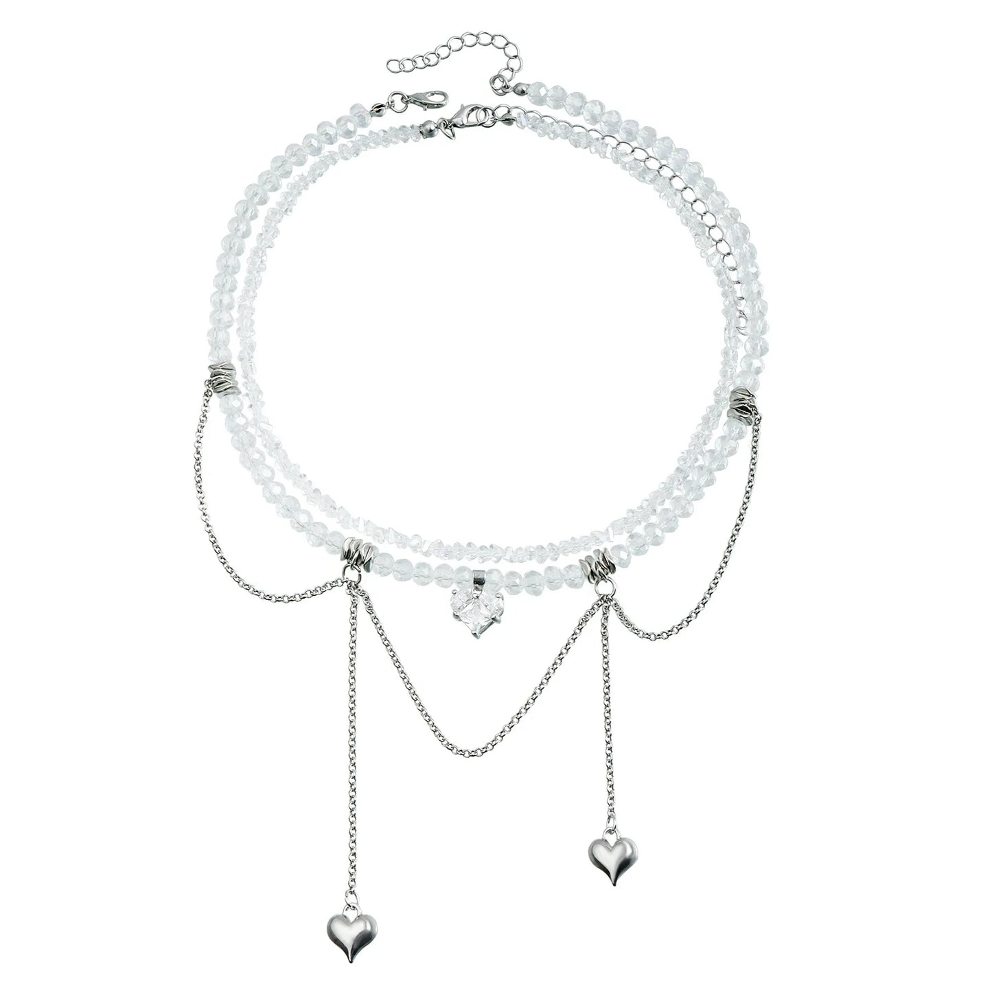 Crystal Heart Drip Necklace