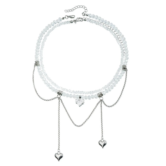 Crystal Heart Drip Necklace