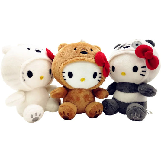MINISO Hello Kitty 10cm Plush Doll – Cute Panda & Bear Cosplay Toy