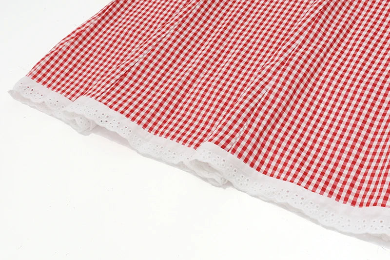 WhereMery Plaid Y2K Lace Vintage Spaghetti Strap Mini Dresses Backless Aesthetic Casual Slim Dress Evening Party Summer Vestidos