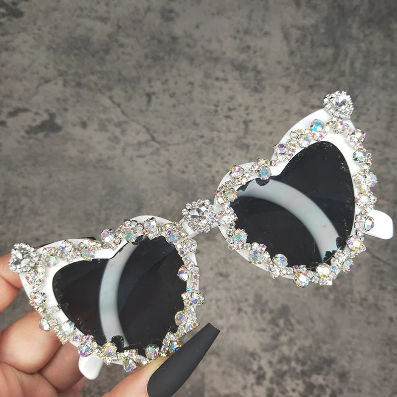 Bedazzled Heart Shaped Sunglasses