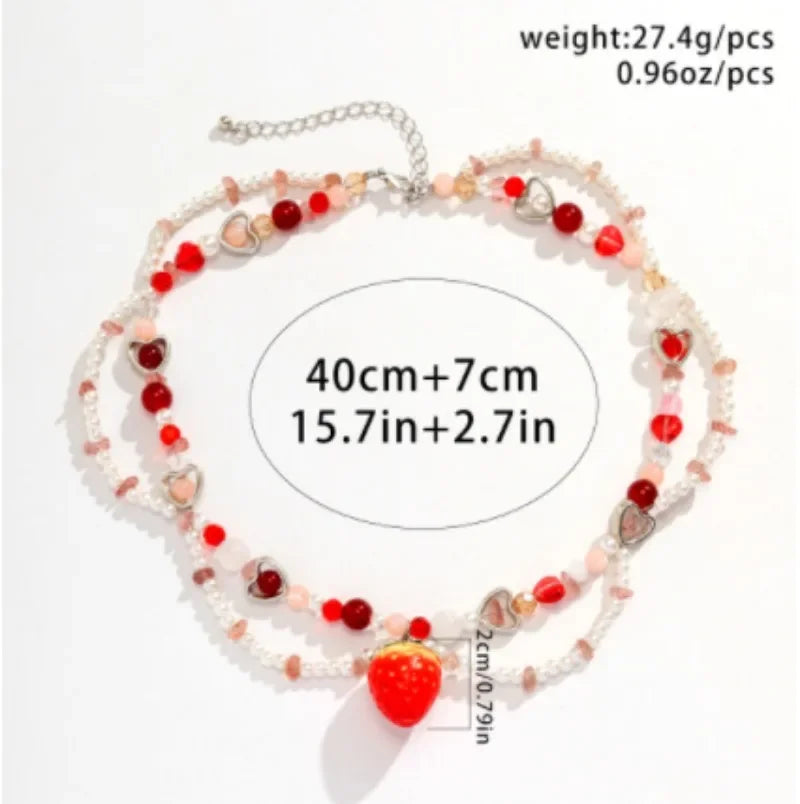 Beaded Strawberry Necklace