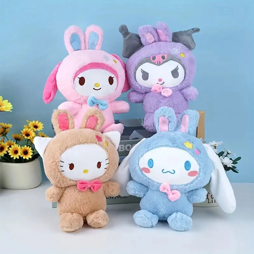25cm Kawaii Sanrio Plush Toys Hello Kitty Kuromi My Melody Pillow Stuffed KT Cinnamoroll Plush Doll Toy Cute Birthday Gifts