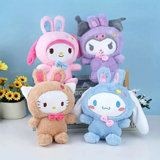 25cm Kawaii Sanrio Plush Toys Hello Kitty Kuromi My Melody Pillow Stuffed KT Cinnamoroll Plush Doll Toy Cute Birthday Gifts