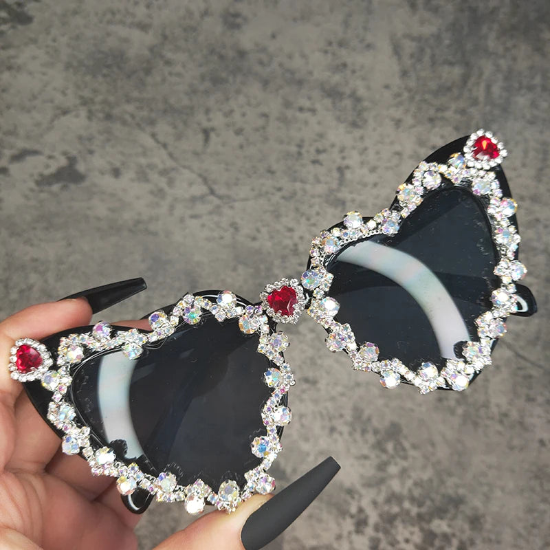 Bedazzled Heart Shaped Sunglasses