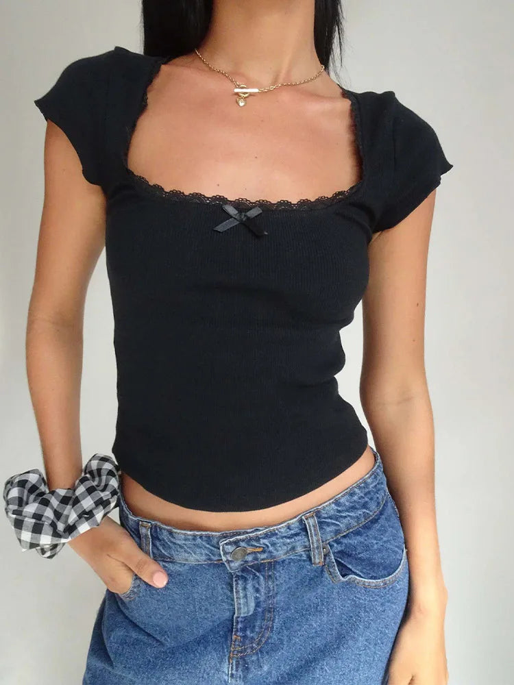 Baby Tee with lace trim
