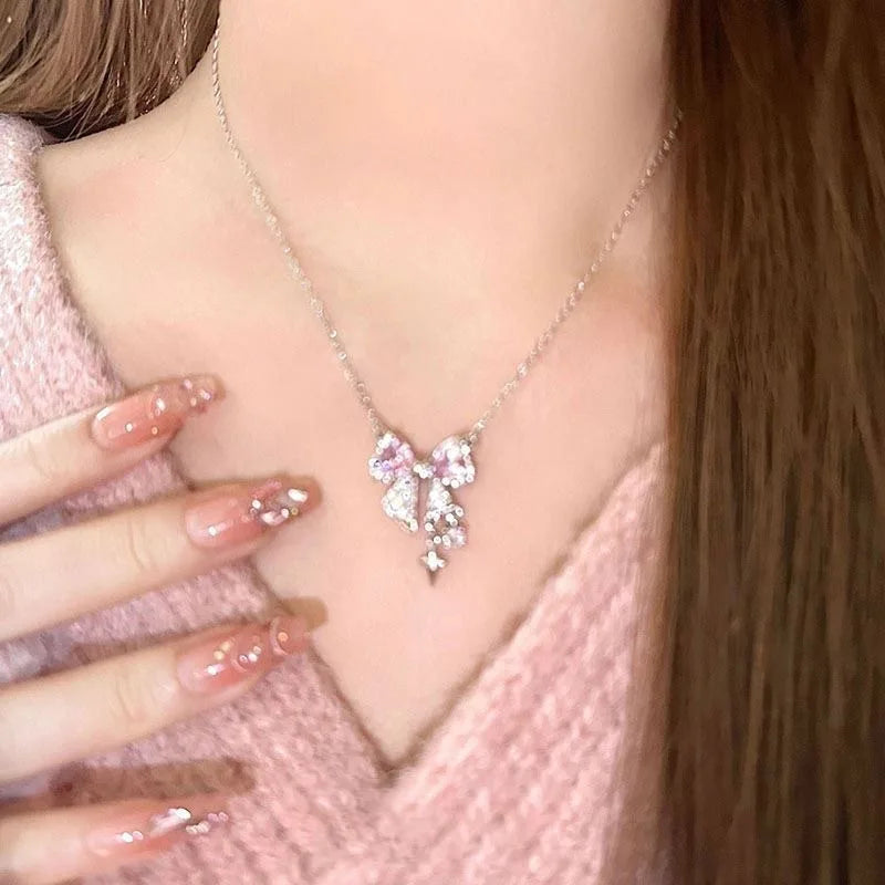 Pink Bow Necklace