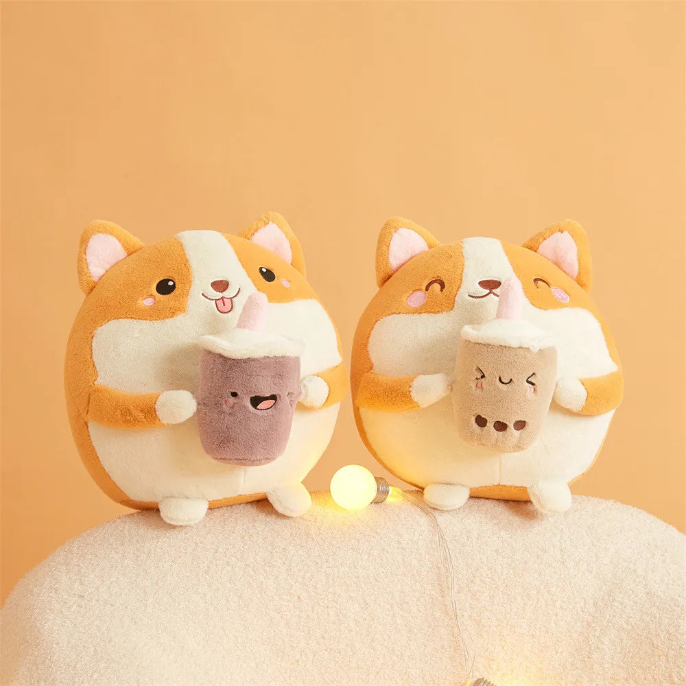 Corgi with Boba Plushie – Soft Stuffed Animal for Kawaii Lovers & Collectors