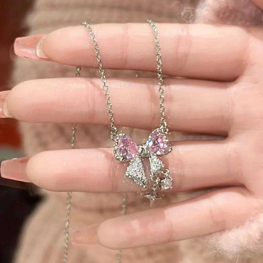 Pink Bow Necklace