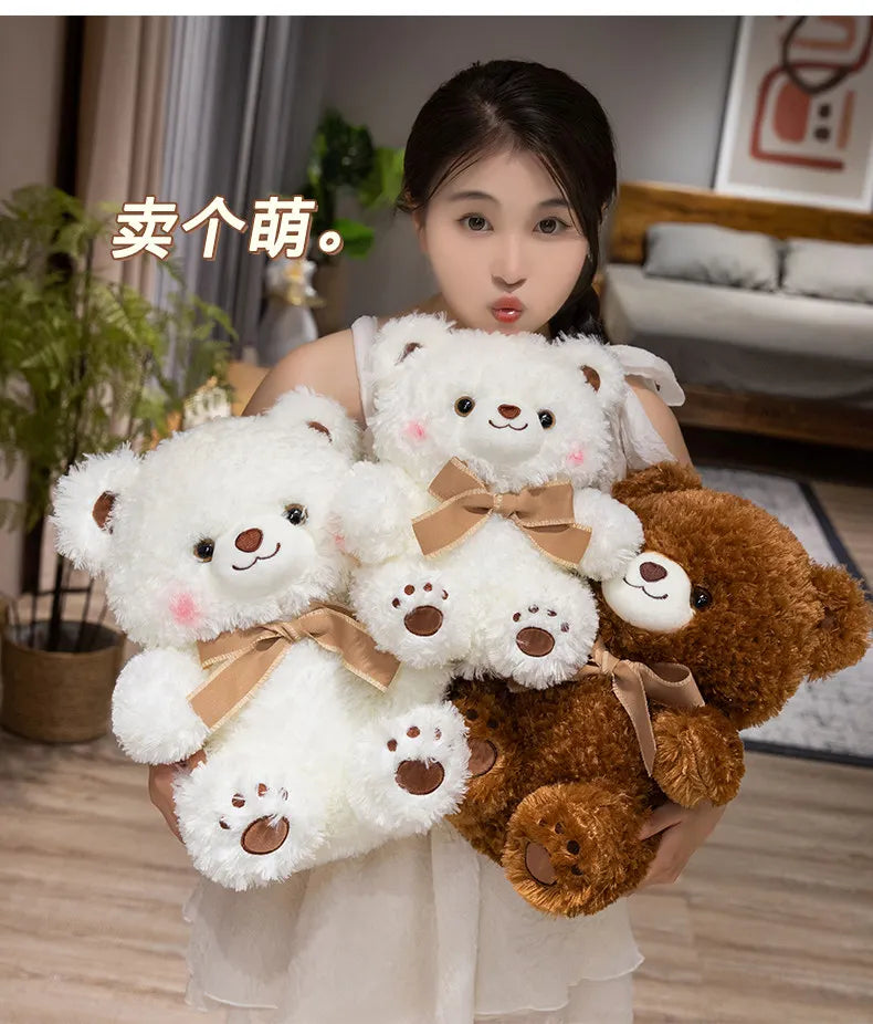 Cute Bowknot Bear Plush Toy 30/40CM Lovely Teddy Pillow Stuffed Soft Animal Bear Dolls for Lovers Valentine Gift Birthday Xmas