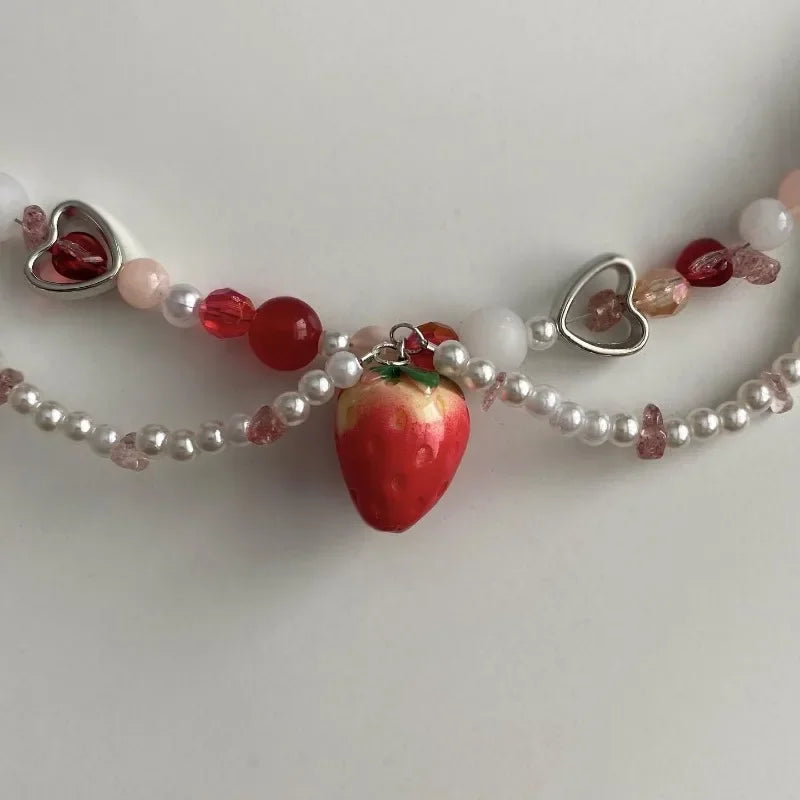 Beaded Strawberry Necklace